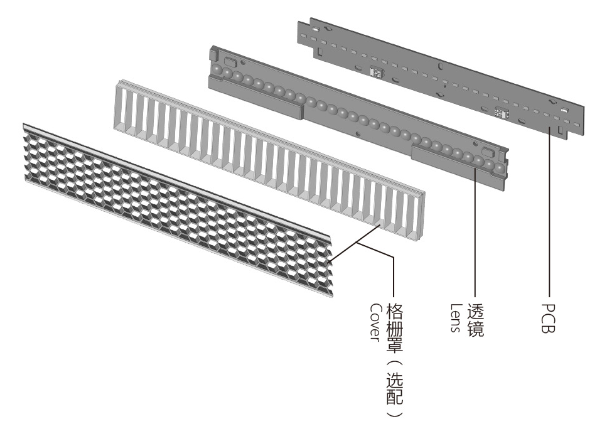 3030 2835 5630 ZHAGA Standard 280mm 60*60 Degree Linear Light Lenses Led Optics Manufacturers