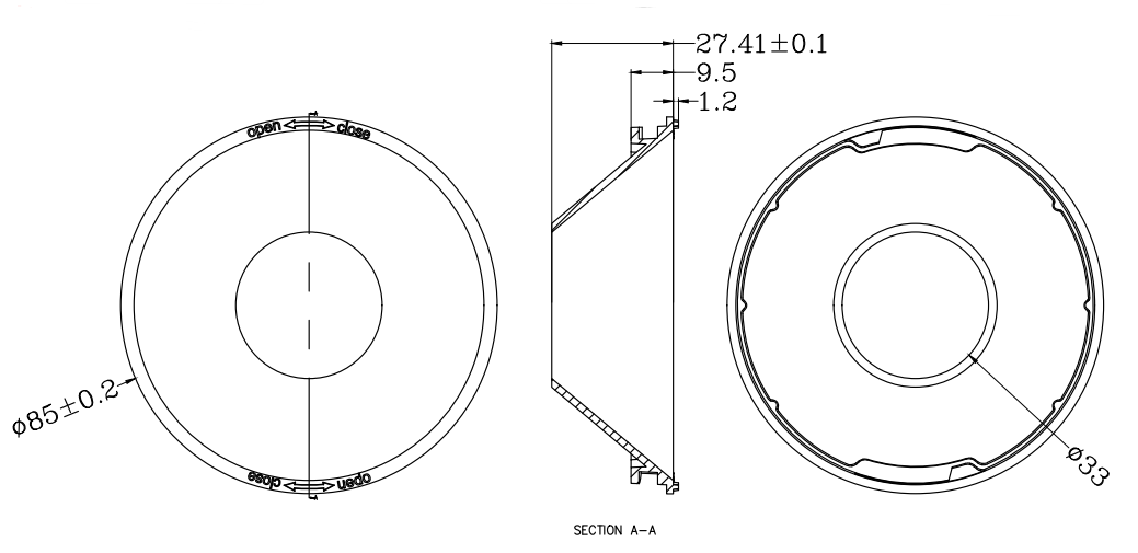 CXA1304 85mm 60deg With Holder Led Cob Reflector Led Light Reflector Material