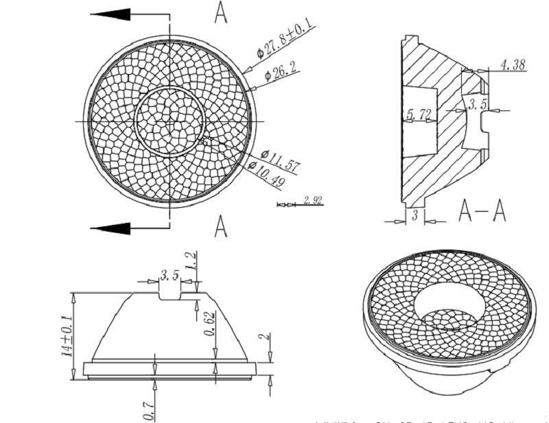 28/35/42mm Down Lighting Lens Optics Lighting 11S Series