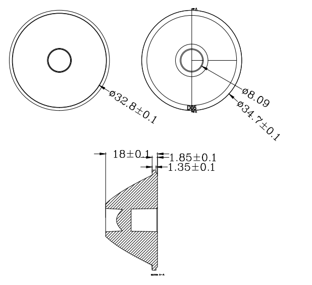 3535 35mm 5 Degree Operating Room Lights Lens Optics For Led Lighting