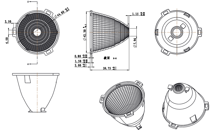 CXM-6 CLU700 45mm 36 Degree Clear Downlight Reflector Led