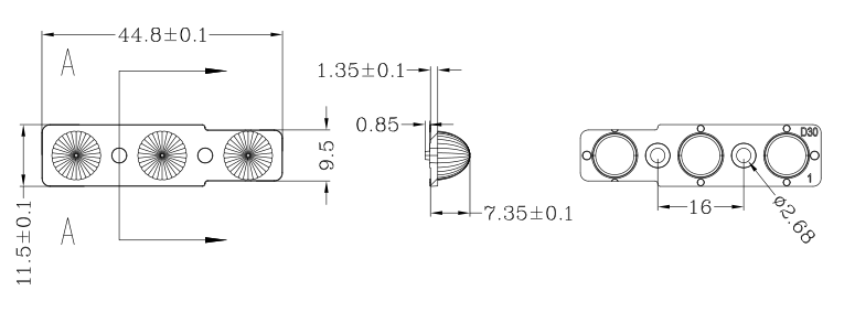 3030 3 In 1 45mm Mini Led Lens For Track Light