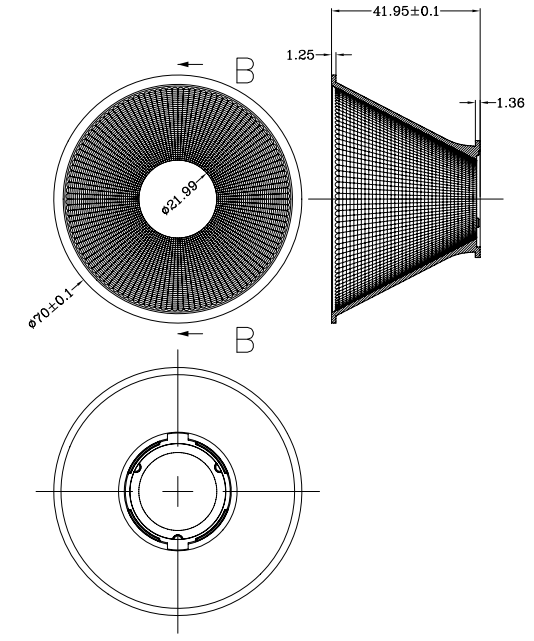 70mm Commercial COB Lighting Reflector Optical Light Reflector