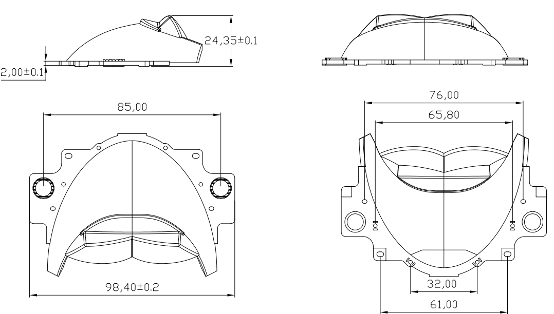 77mm Pmma Vehicle Lighting Lens Led Optics Manufacturers