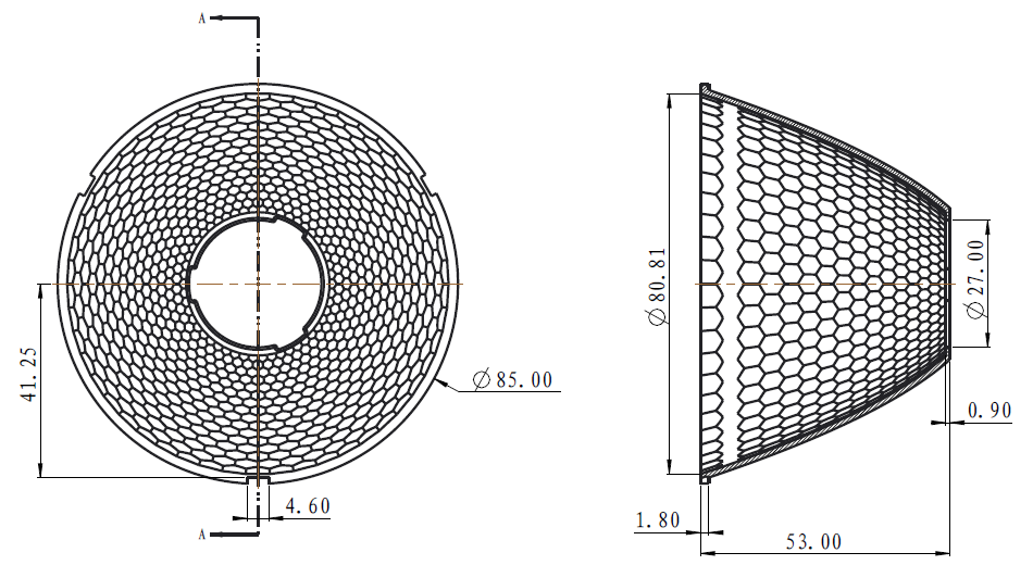 CXA1507 CXA1830 CXA2520 Zhaga Standard 85mm 24 Degree Led Reflector Downlight Led Chip Reflector