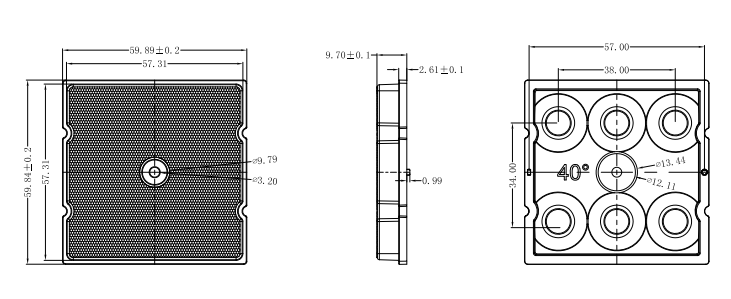 60*60mm 6 In 1 Led Lens Street Light 1w Led Lens