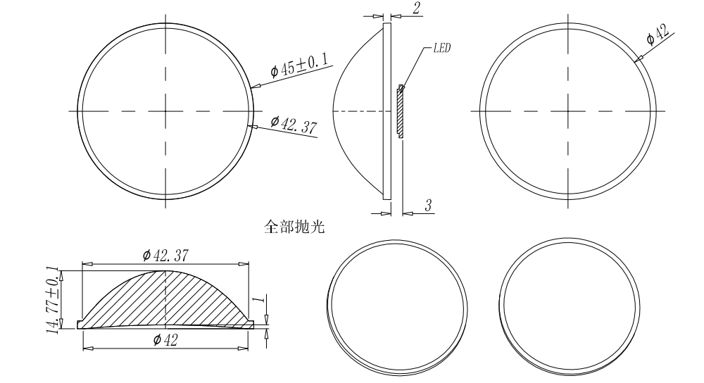 35/45/60mm Sunset Lighting Lens PMMA ZHU Series