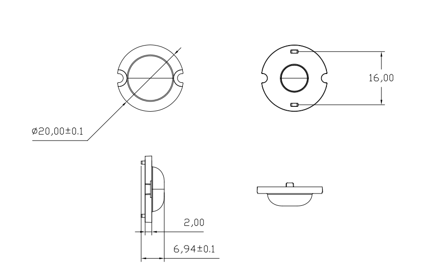 XPE 20mm 136degree Emergency Lighting Lens Acrylic Light Lenses