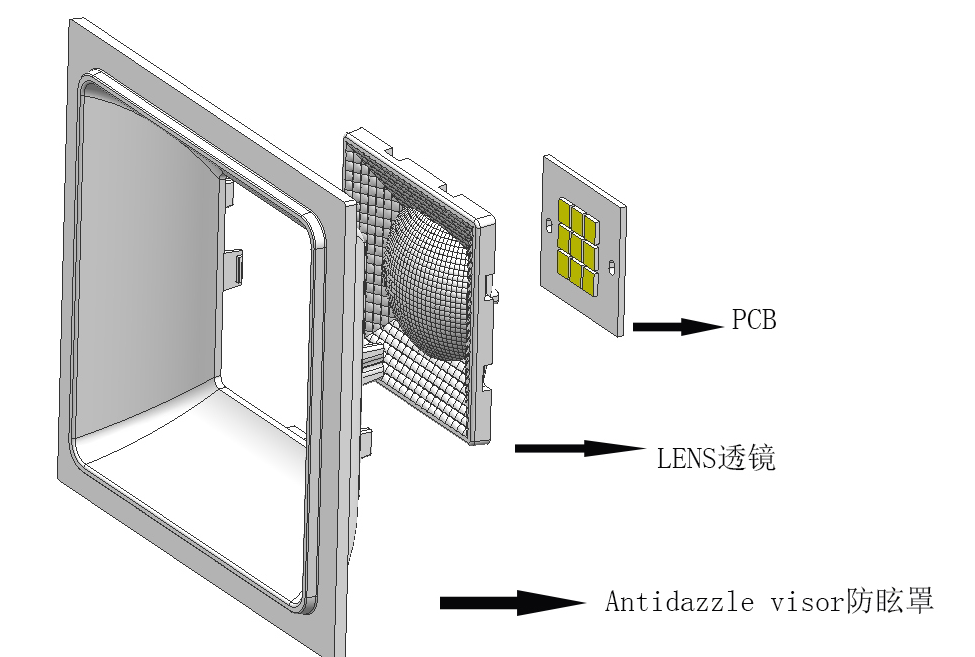 5050 35mm Lens 85degree Optics For Led Lighting