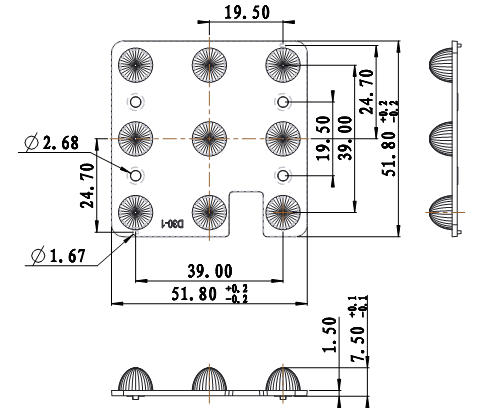 3030 52mm 9 In 1 Mini Led Lens Plastic Led Lens