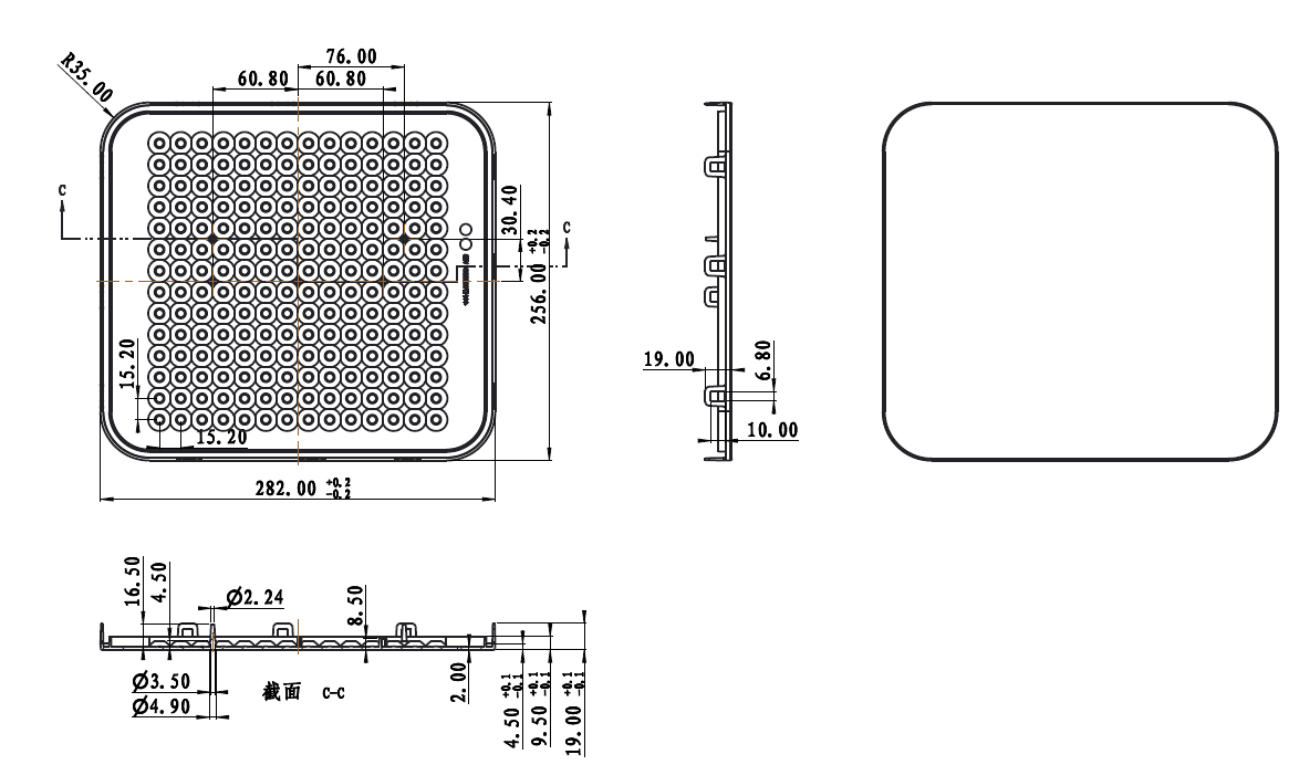 282mm 196 In 1 High Bay Light Lens 90 Degree Led Optics