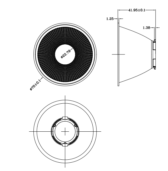 70mm Commercial COB Lighting Reflector Optical Light Reflector