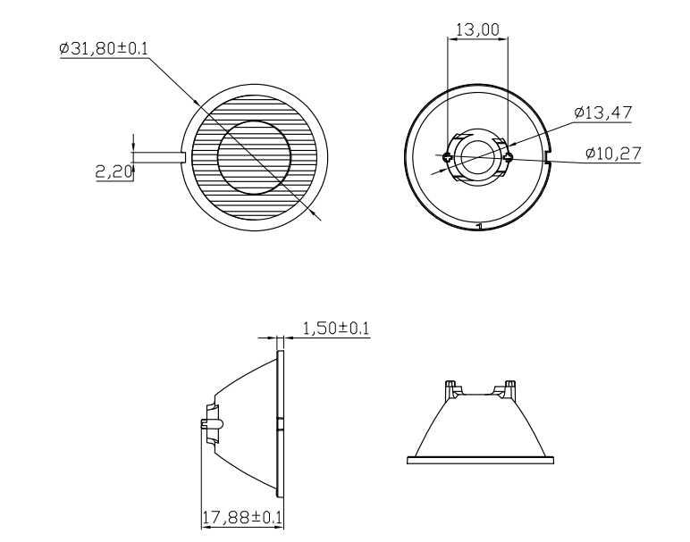 XPC 32mm Bicycle Lamp Lens Light