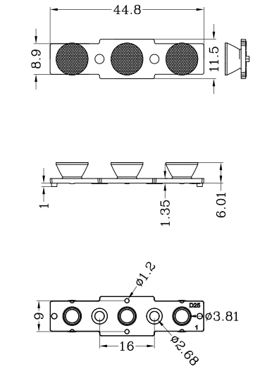 3030 3 In 1 45mm Mini Led Lens For Track Light