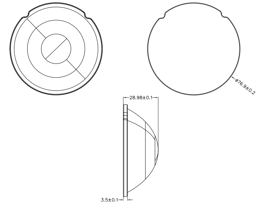 77mm Pmma Vehicle Lighting Lens Led Optics Manufacturers