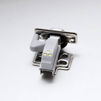 Hydraulic furniture hinge with LED hinge light