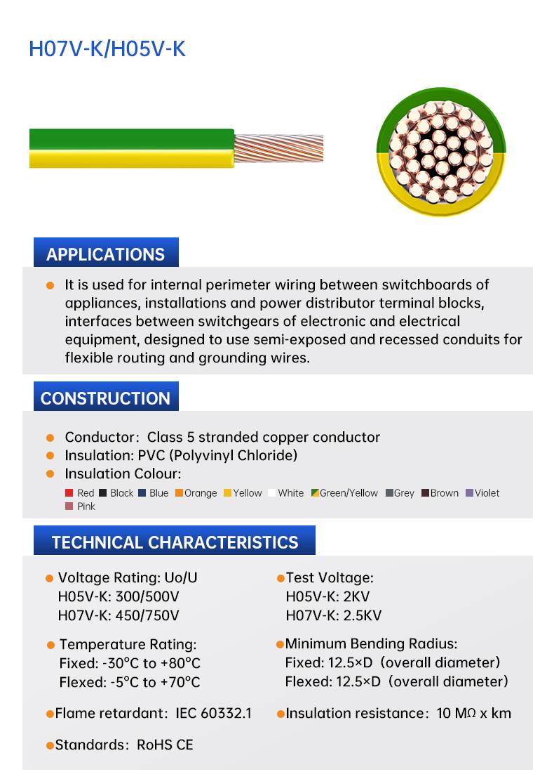 300/500V electric wire 2491X / H05V-K/H07V-K pvc cable(图3)