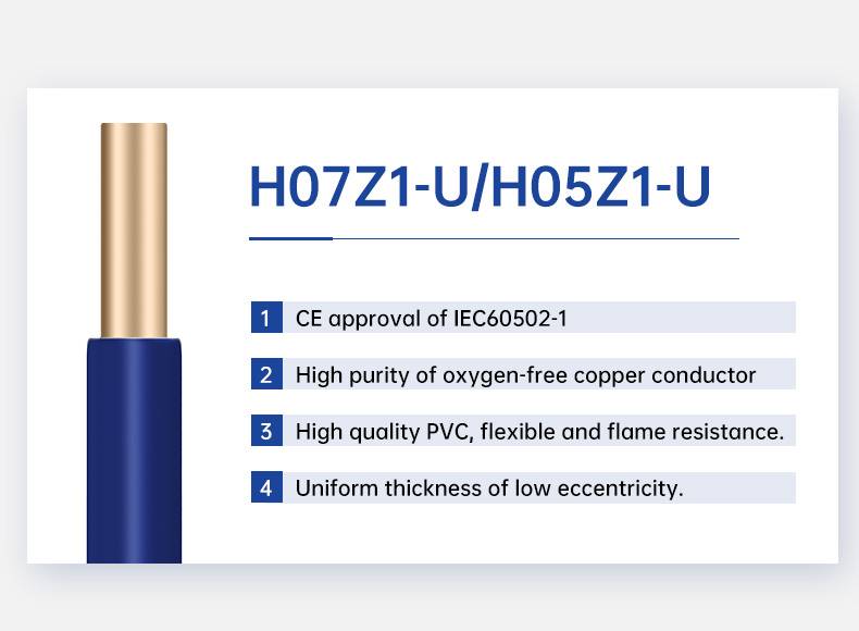 H05Z1-U/H07Z1-U fire resistance  LSZH jacket 1mm cable(图2)