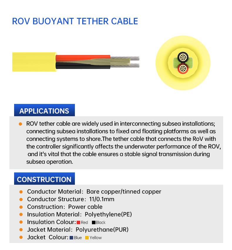 Cáp nổi trung tính 2 * 28AWG PE / PUR dưới nước(图3)