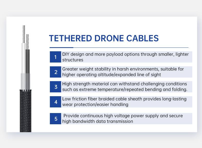 China Manufacture UAV Tethered Drone Cable For Military(图2)