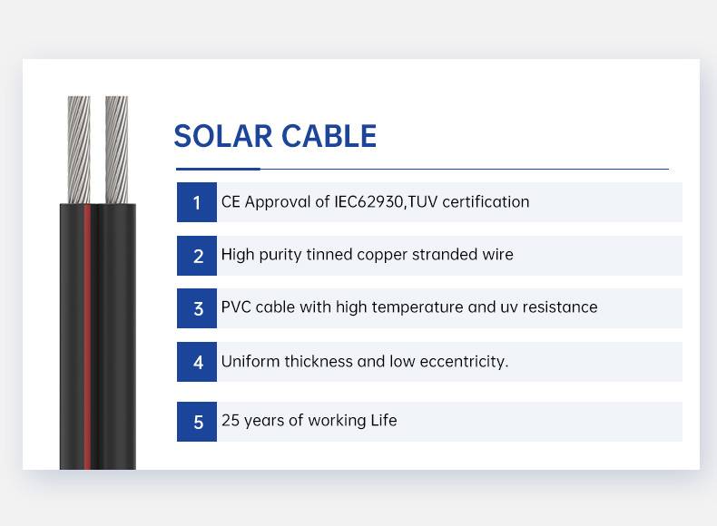 Custom DC PV Wire Dual Core Solar Cable(图2)