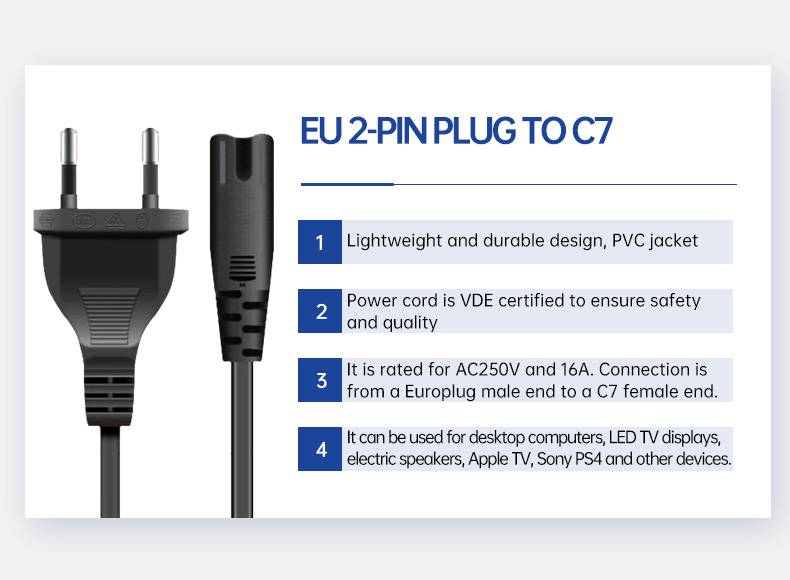 UK 3 Prong Plug To IEC 320 C13 AC Power Cord(图2)