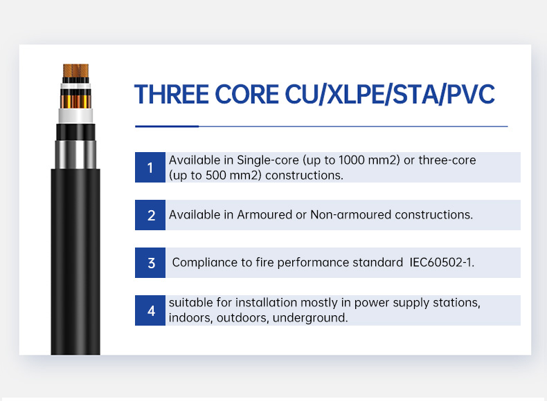 Three Core CU/XLPE/CTS/STA/PVC Medium Voltage Cables(图2)