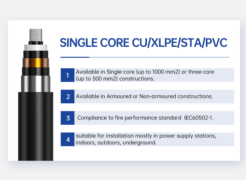 12/20 (24)kV AL/XLPE/STA/PVC Medium Voltage Power Cable(图2)