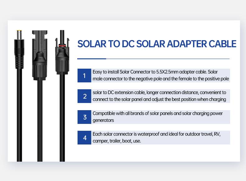  Solar Connector To Dc 5.5X 2.5mm Extension Solar Panel Adapter Cable(图2)