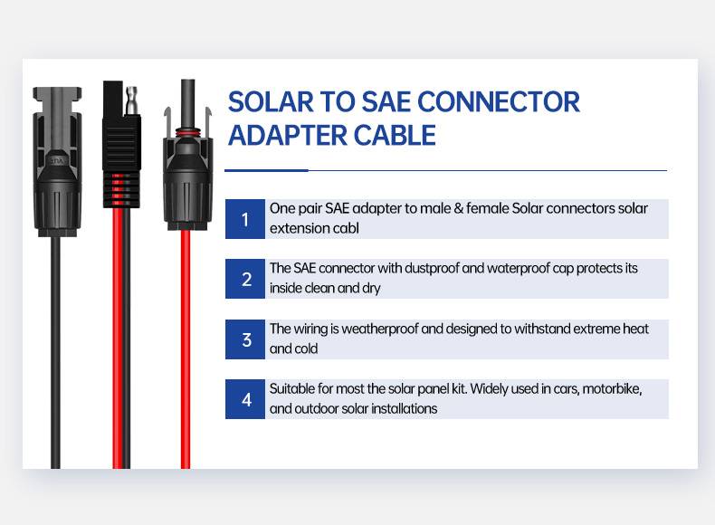 Sae connector to 30A Solar Panel Adapter  Male And Female(图2)