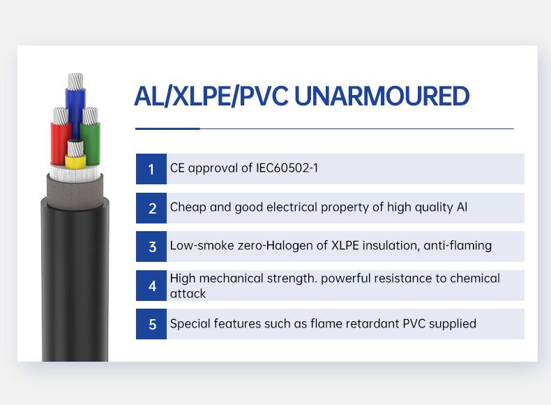 0,6/1 KV 4-adriges, AL/PVC/XLPE-isoliertes, ungepanzertes Stromkabel(图2)